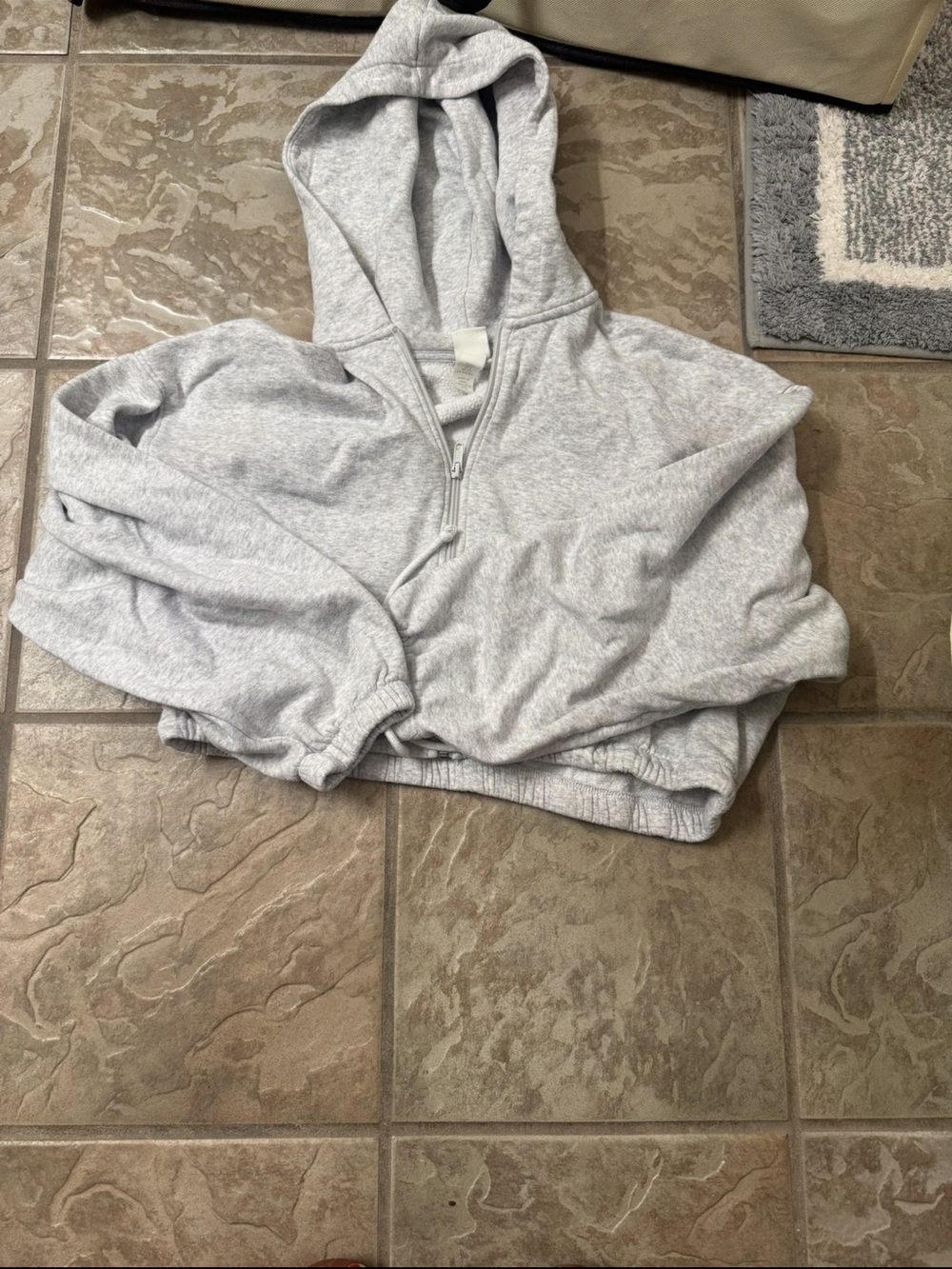 H&M Light Gray Half-Zip Hoodie Sweater